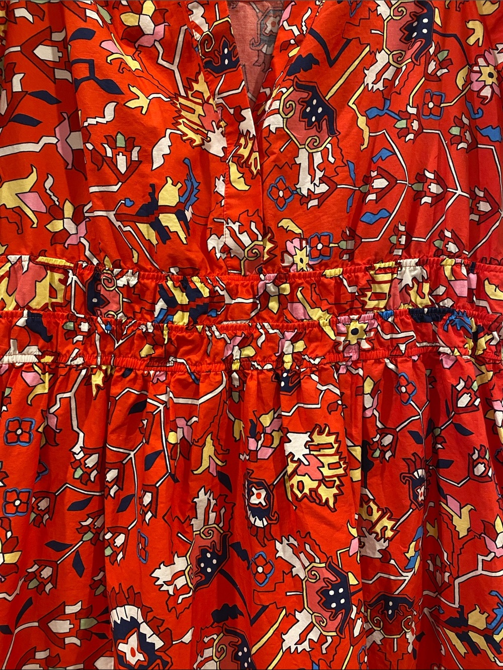 Anthropologie Red Floral Tiered Maxi Dress with Multicolor Print - Picture 3 of 6
